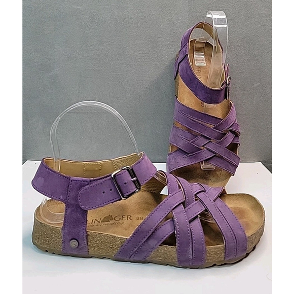 Haflinger Shoes Womens Size 38 Leather Comfort Sandals Cork Footbed Ankle Strap - Picture 1 of 15